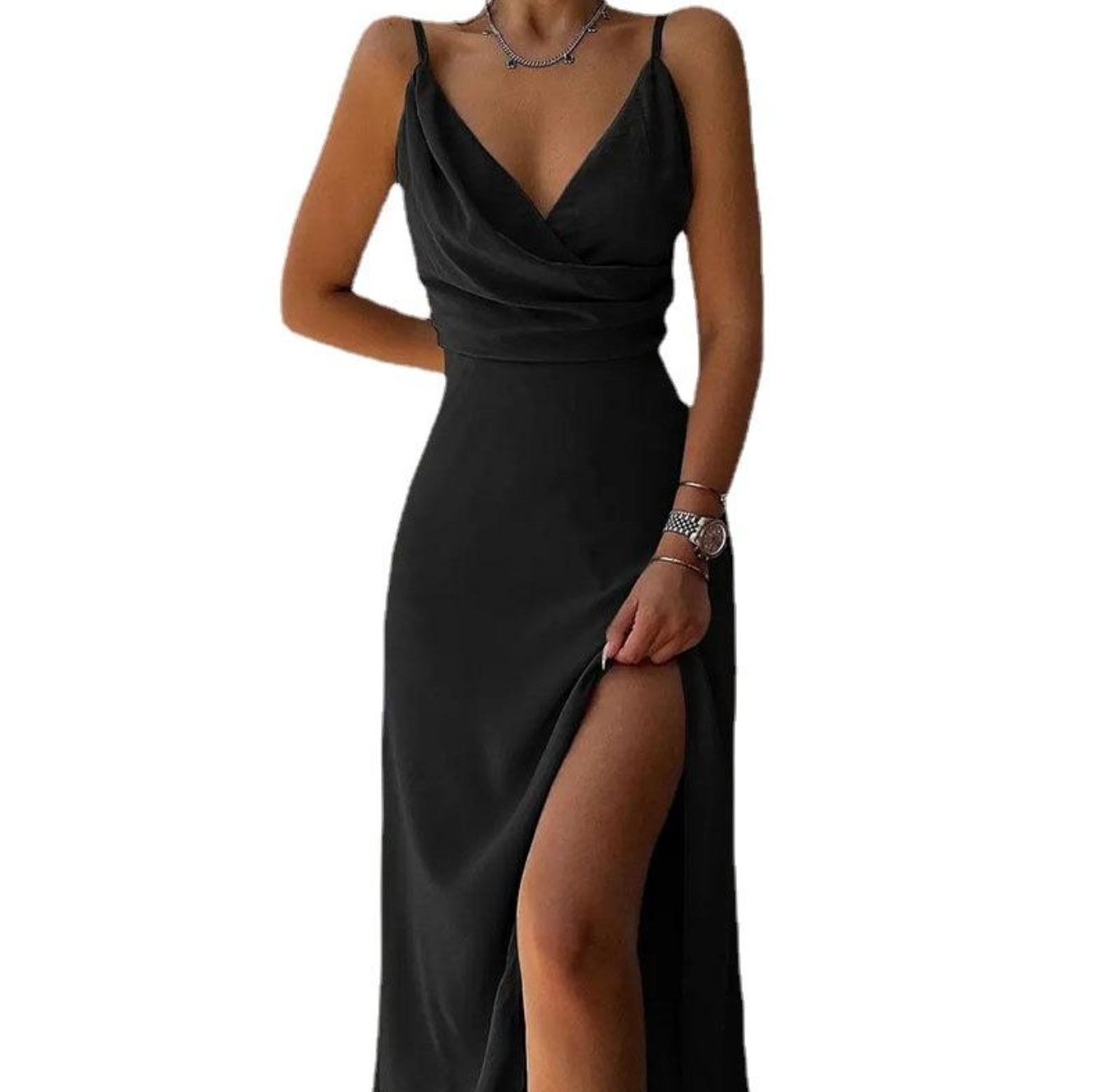 Elegant Deep V-Neck Maxi Dress